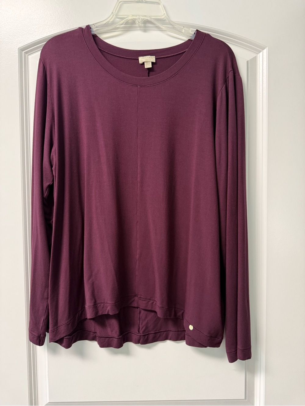 Hanro Knits Long Sleeve Crewneck Top - Plum Yoga Sz XL